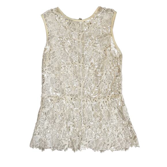 CAbi White Floral Lace Sleeveless Top with Back Zip – Size M - Picture 4 of 5
